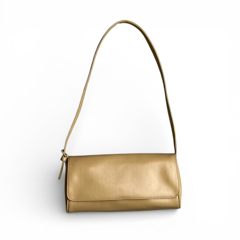 Vintage Beige Minimalist Faux Leather Shoulder Bag